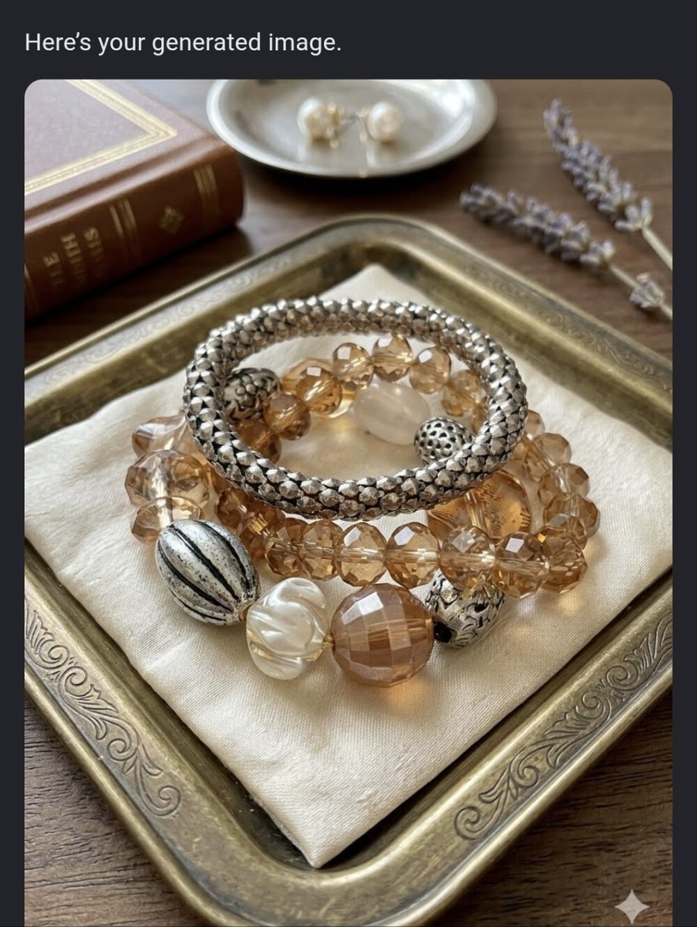 Set Of 3 Stretchy Bracelets Silver And Amberbtones